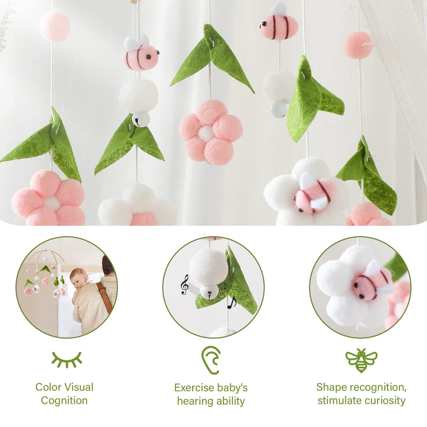 Lanttoe Floral Crib Mobile Rotating Bloom for a Soothing Sleep Experience