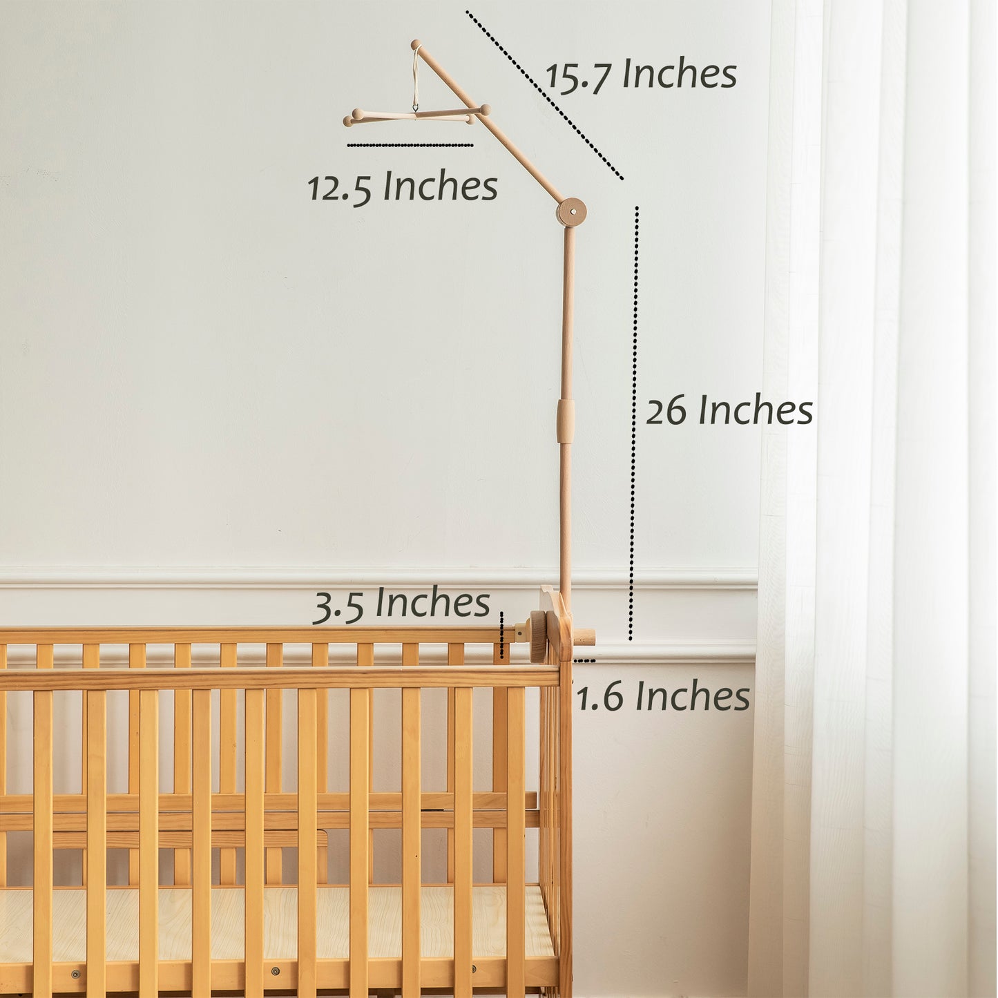 Lanttoe Crib Mobile Arm-Original wood