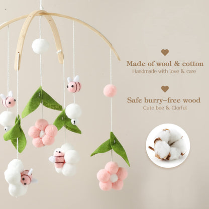 Lanttoe Floral Crib Mobile Rotating Bloom for a Soothing Sleep Experience