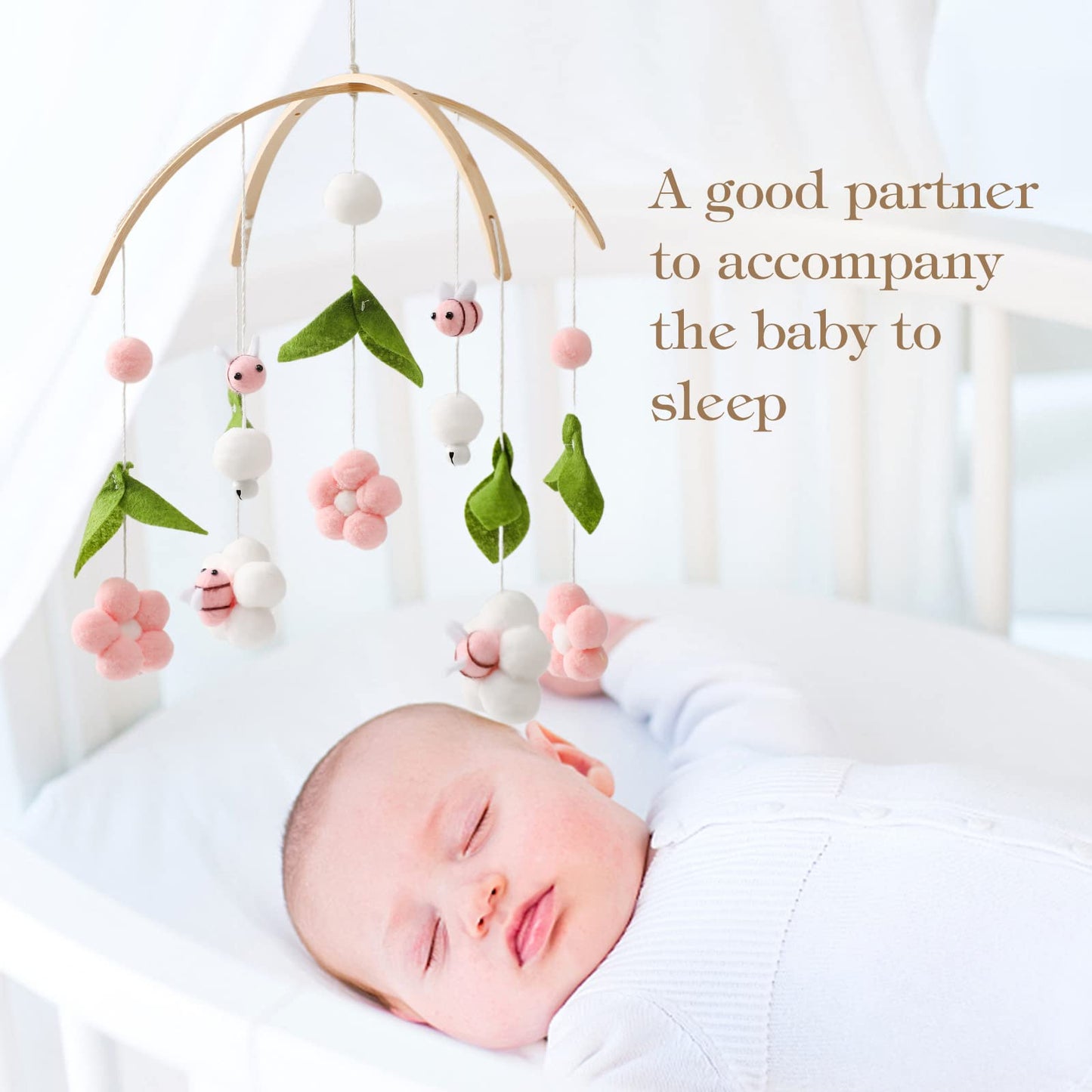 Lanttoe Floral Crib Mobile Rotating Bloom for a Soothing Sleep Experience